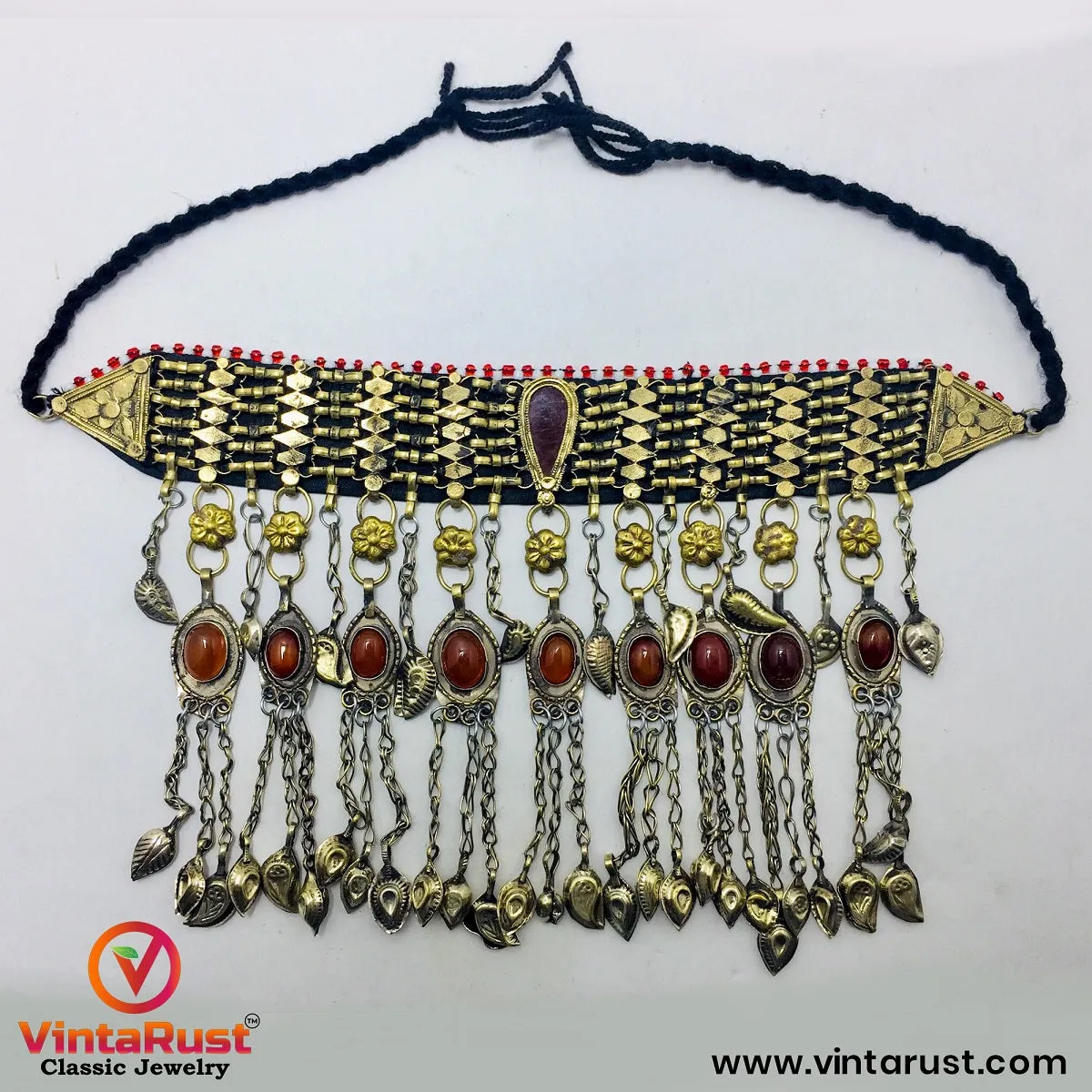 Handmade Choker Necklace with Dangling Tassels