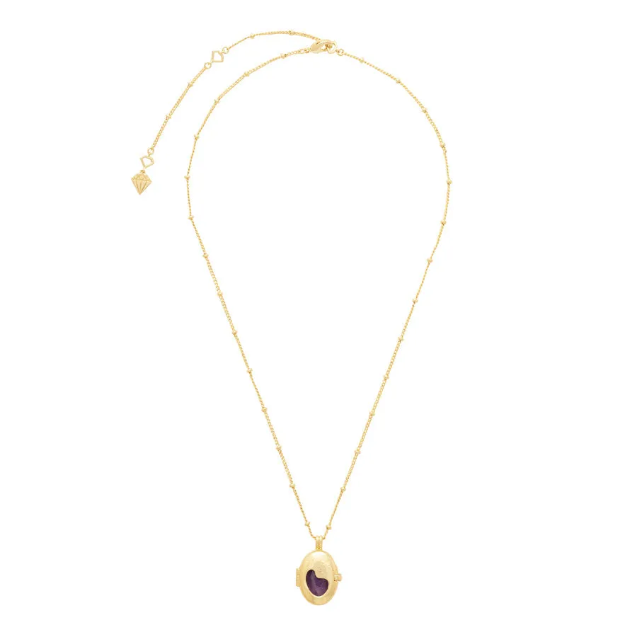 Healing Amethyst Gold Locket Necklace