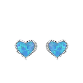 Heart-shaped Opal Earrings in Sterling Silver by Planderful Collection - Everyday Genie