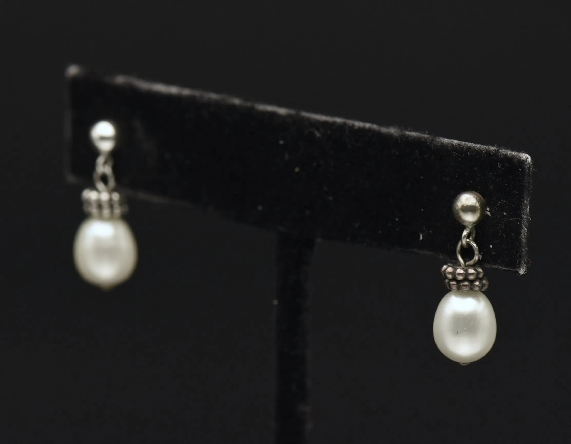 Honora - Vintage Pearl and Sterling Silver Dangle Earrings