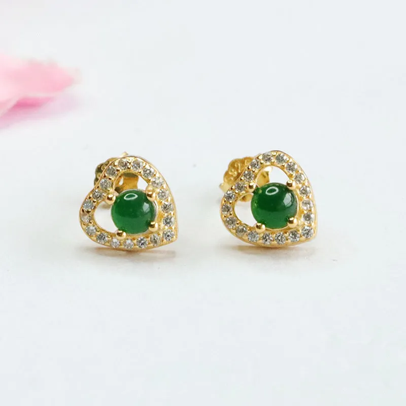 Ice King Green Jade Zircon Sterling Silver Earrings