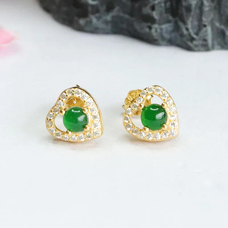 Ice King Green Jade Zircon Sterling Silver Earrings