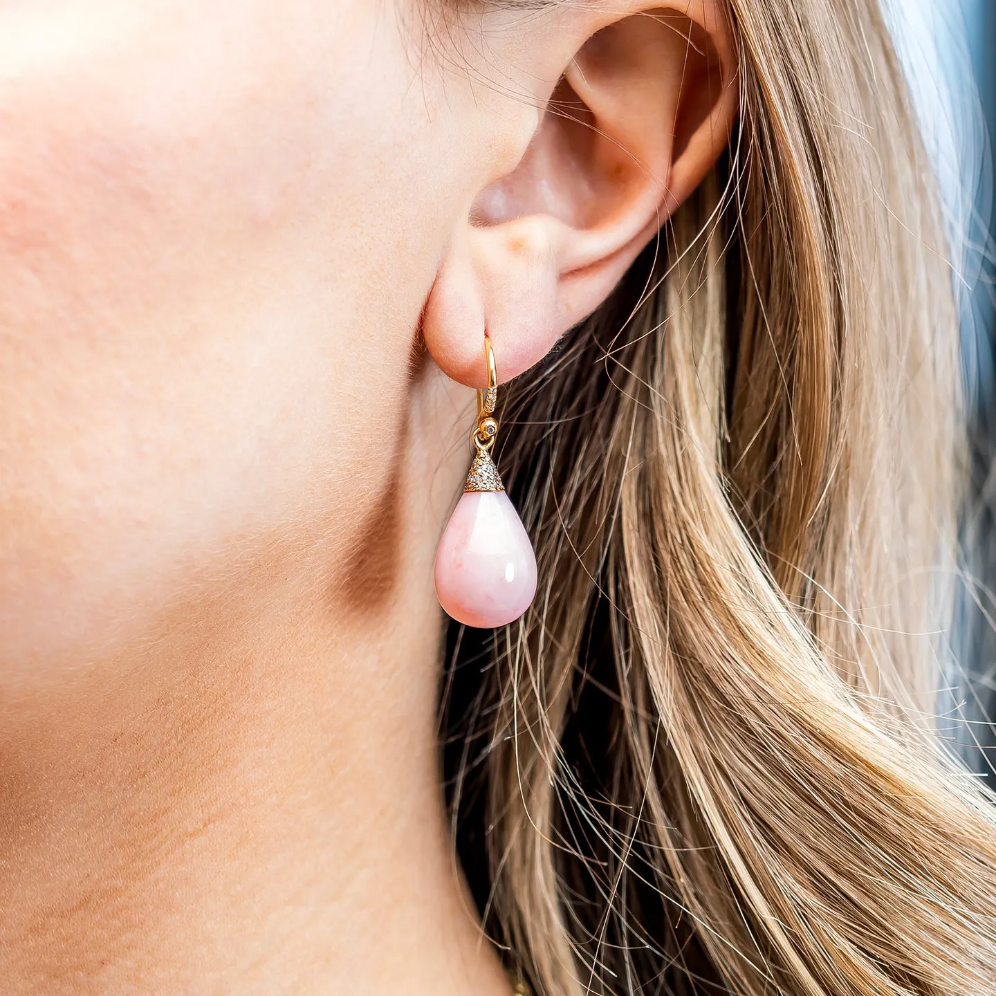 Irene Neuwirth One-of-Kind Pink Opal and Diamond Earrings