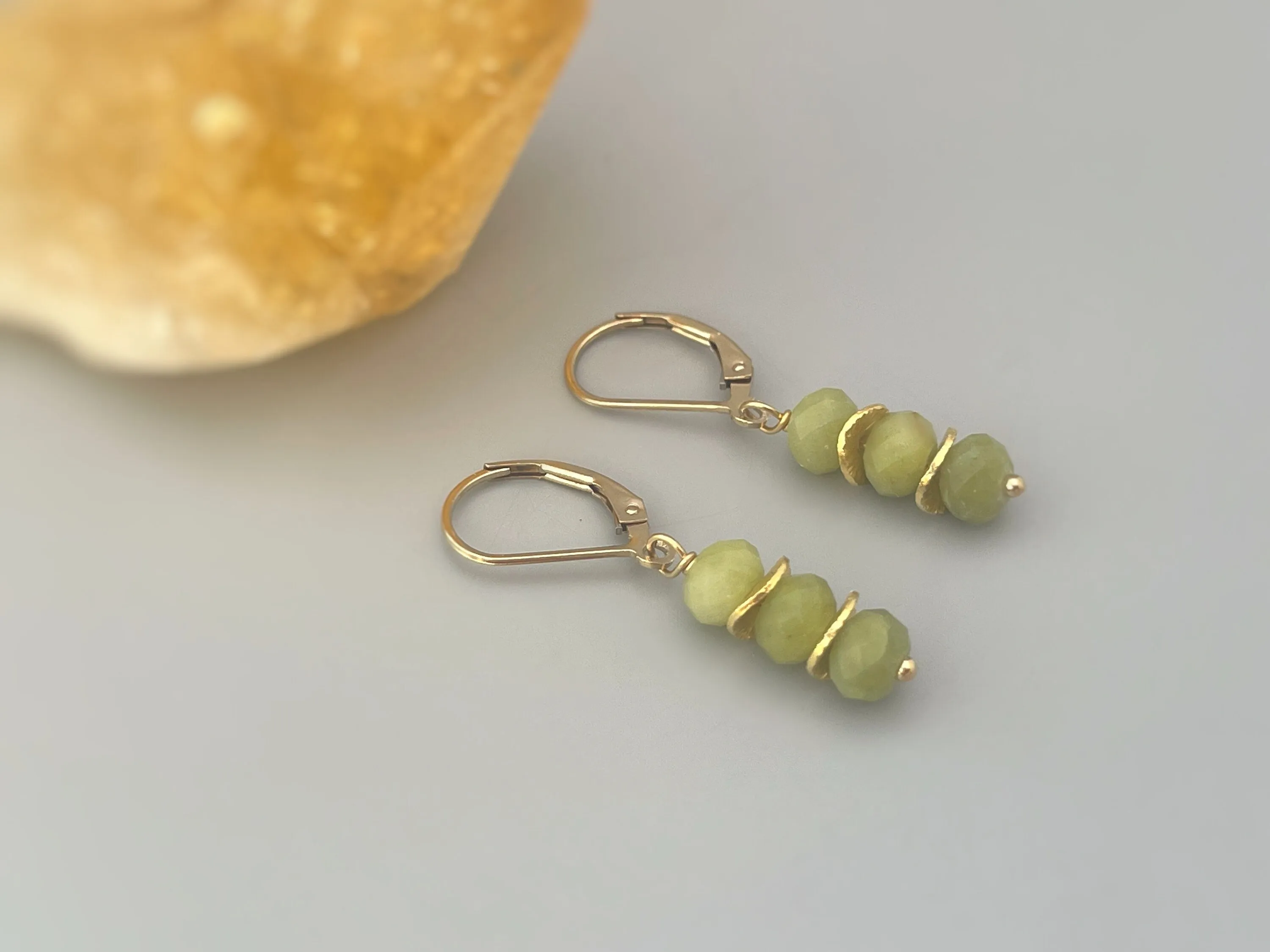 Jade Earrings dangle, Rose Gold gold, sterling silver, 14k Gold