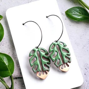 Jade Green Hollow Leaf Earrings