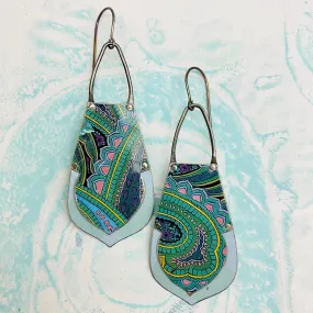 Jade Paisleys Recycled Tin Earrings