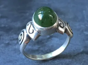 Jade Ring - Green Bezel Ring - Boho Silver Ring