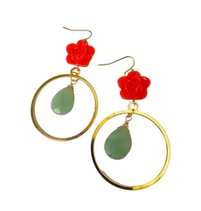 Jade Rose Hoop Earrings