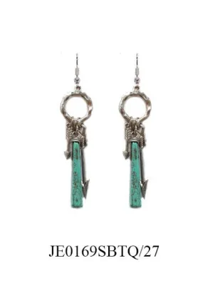 JE0169 Arrow Charm Turquoise Dangle Earrings