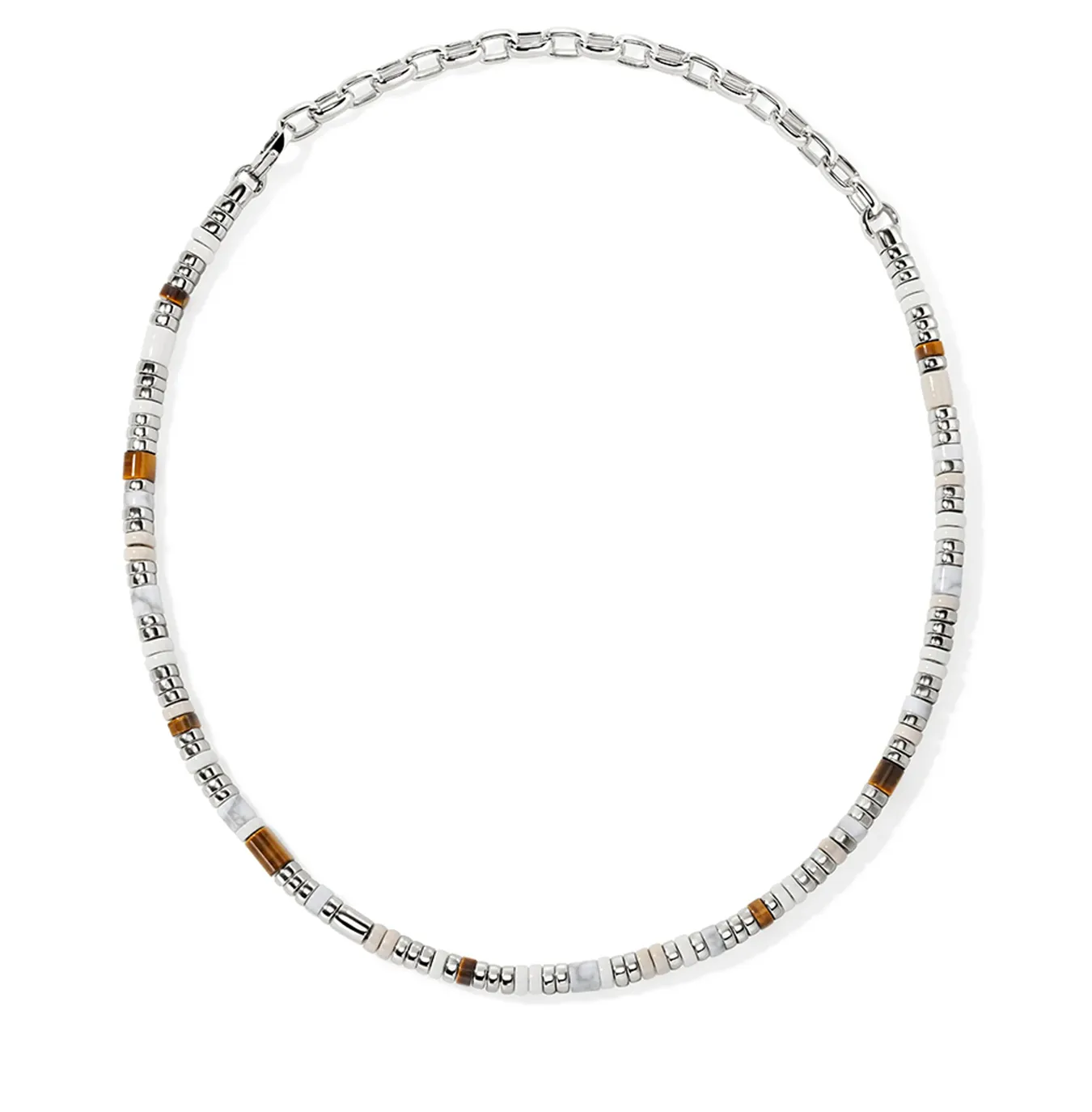 John Hardy Colorblock Slim Sterling Silver Brown Tiger Eye and Howlite Choker