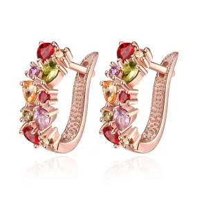 K Gold Zircon Fashion Selling Dazzling Colorful Zircon Lady Ear Clasp