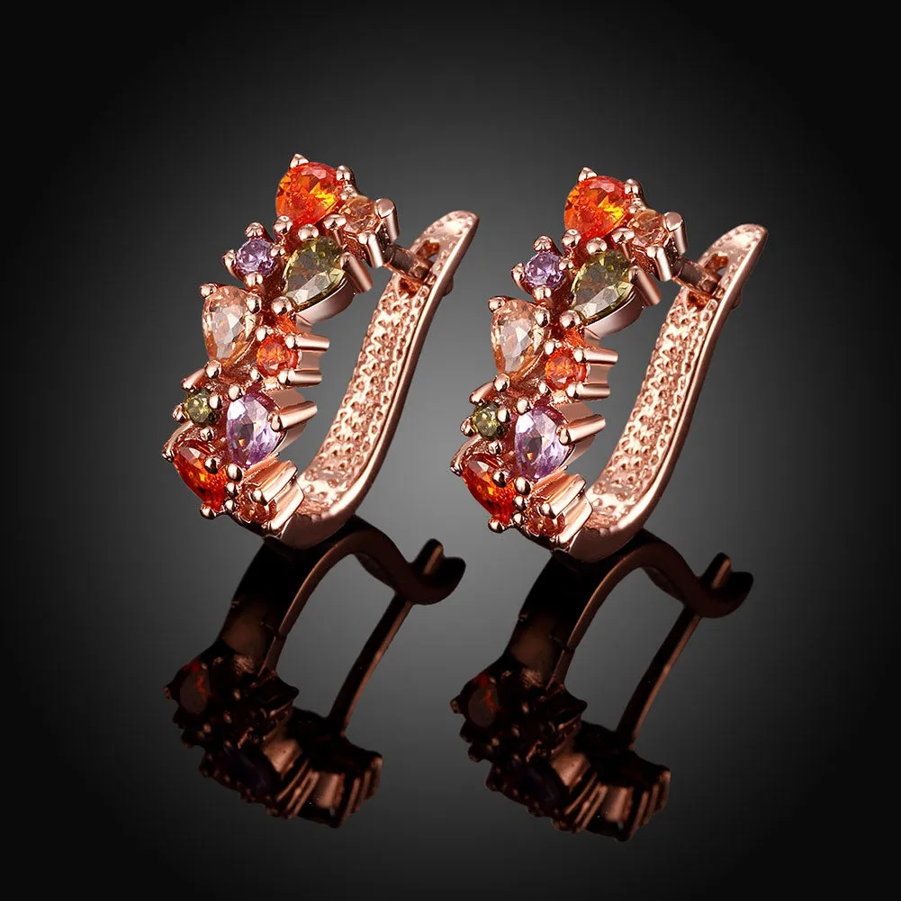 K Gold Zircon Fashion Selling Dazzling Colorful Zircon Lady Ear Clasp