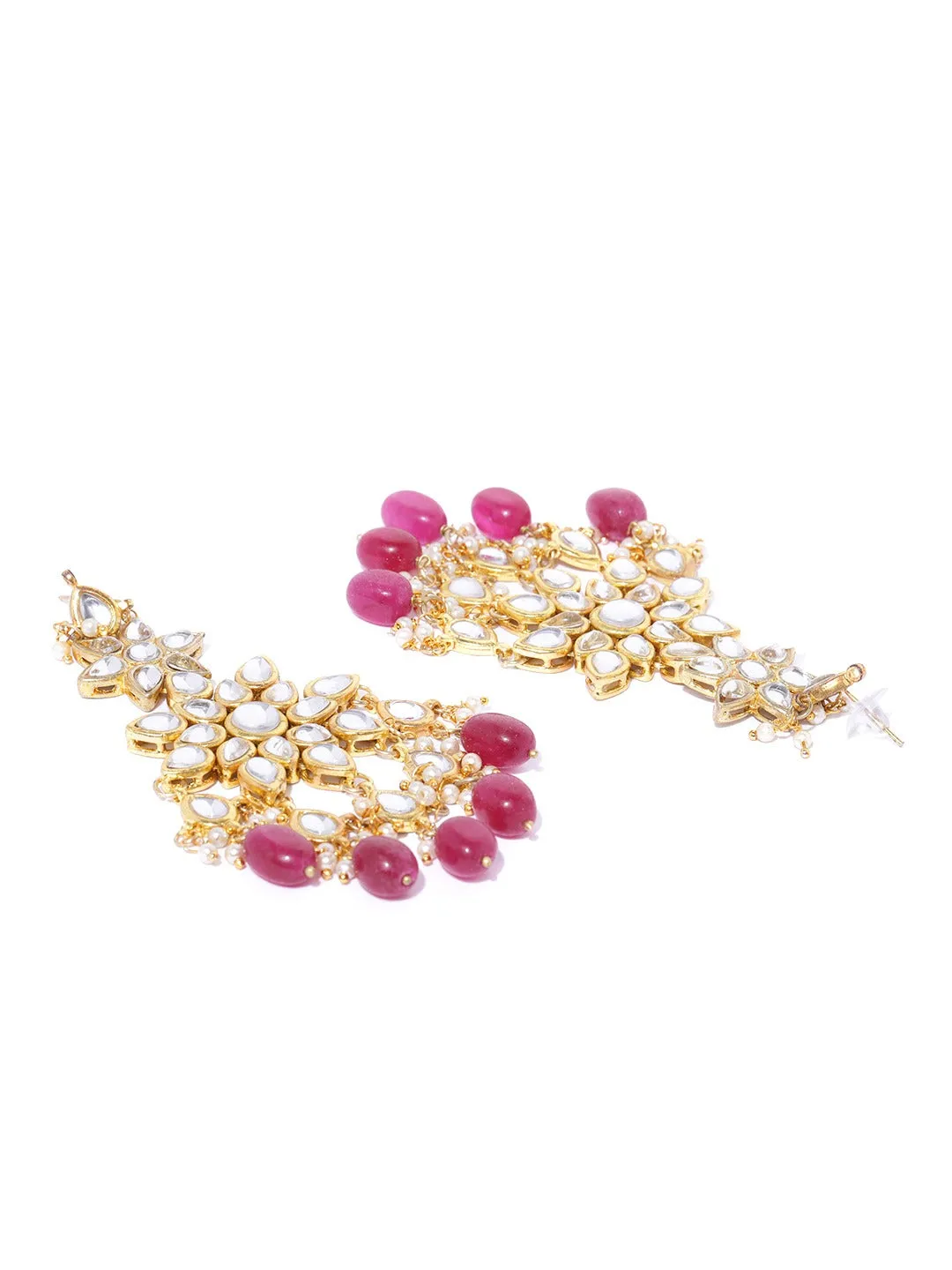 Karatcart 22K Kundan Red Tumble Dangle Earrings For Women