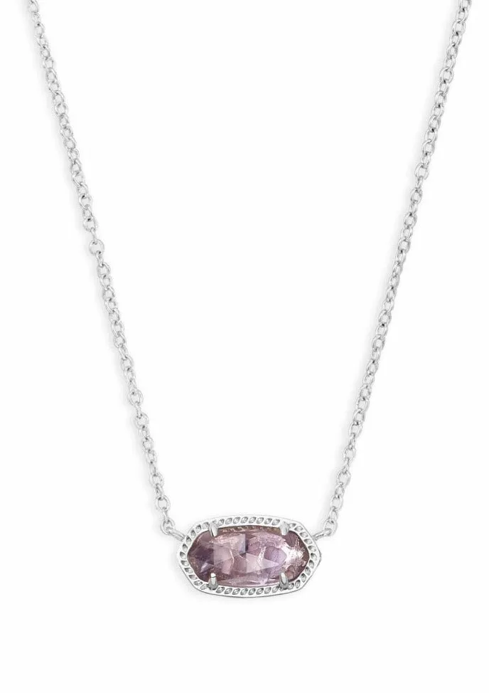 Kendra Scott  Elisa Short Pendant Necklace Rhodium Purple Amethyst