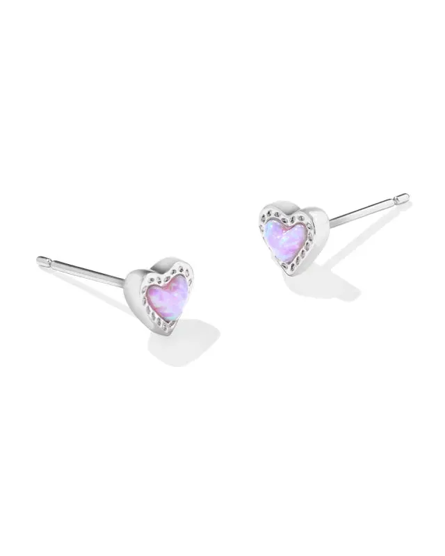 Kendra Scott | Mini Ari Silver Heart Studs in Bubblegum Pink Opal