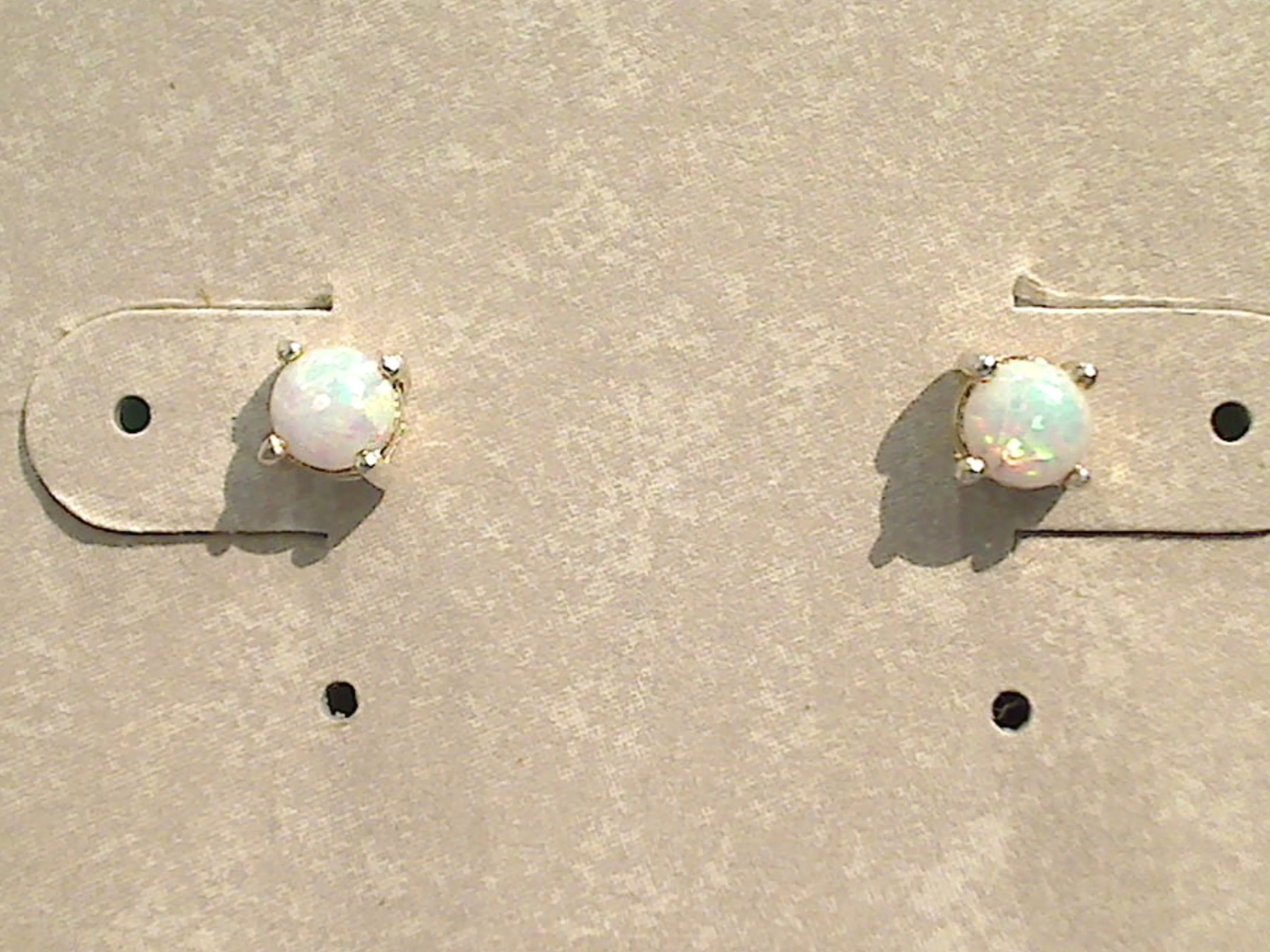 Lab Created Opal, Sterling Silver Small 4MM Stud Earrings