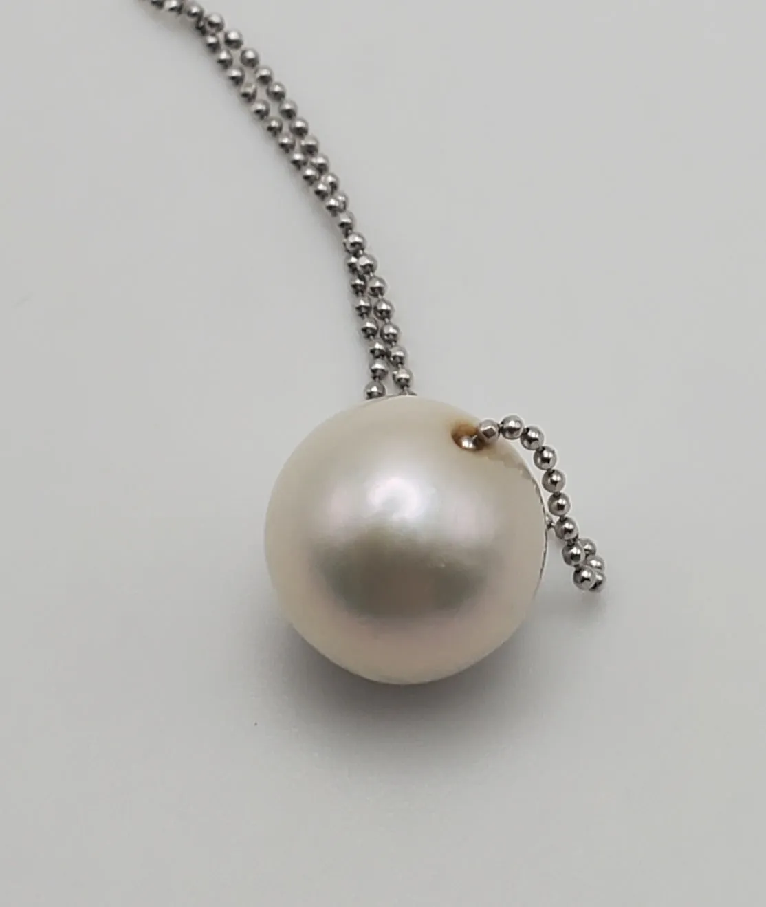 Large Pearl Pendant on Sterling Silver Chain Necklace - 20"