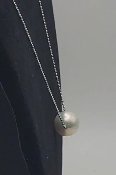 Large Pearl Pendant on Sterling Silver Chain Necklace - 20"