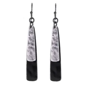 Layered Black & Silver Teardrop Dangle Earrings