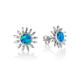 Life@Sea Genuine Sterling Silver & Synthetic Opal Sun Stud Earrings