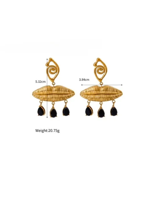 Lip Earrings 18K gold plated statement tassel fringe Evil Eye cubic zirconia fashion womens jewelry KESLEY