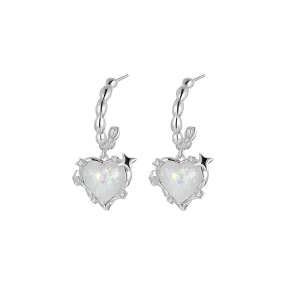 Loopy Loop Heart Dangle Silver Earrings