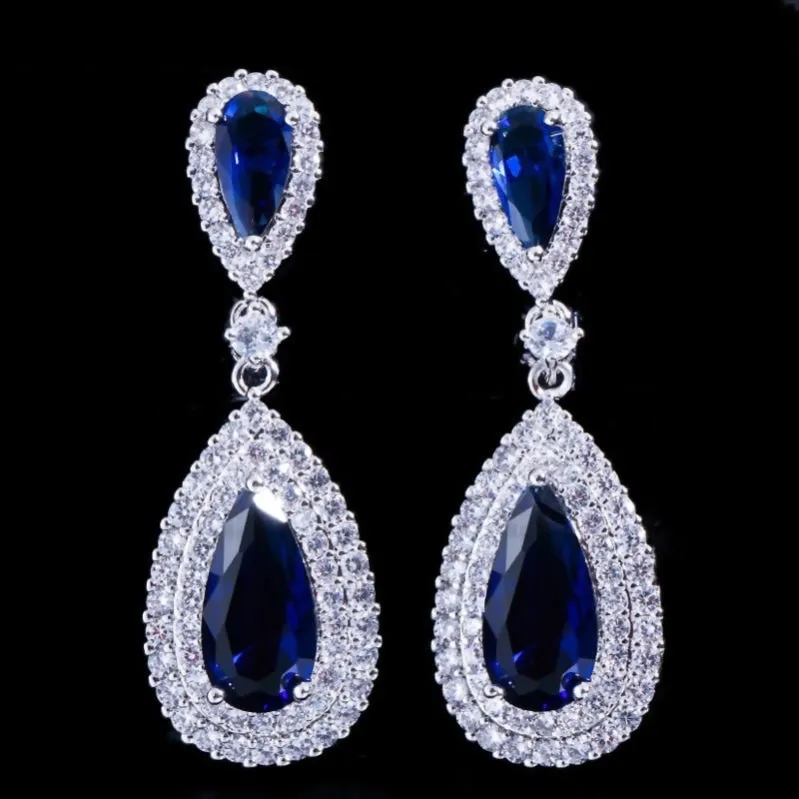 Luxury Water Drop Long Royal Party Jewelry Earrings