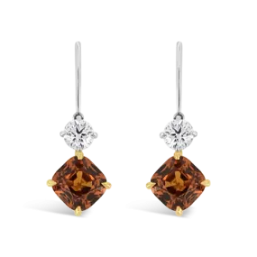 Mandarin Garnet & Diamond Dangle Earrings