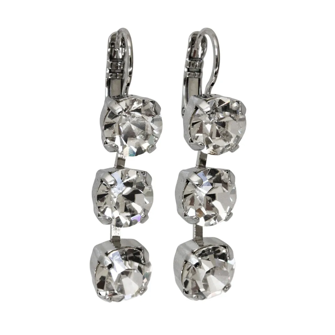 Mariana "On A Clear Day" Rhodium Plated Three Stone Crystal Earrings, 1440/1 001001