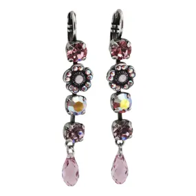 Mariana "Pretty in Pink" Silver Plated Floral Crystal Dangle Earrings, 1504/1 223