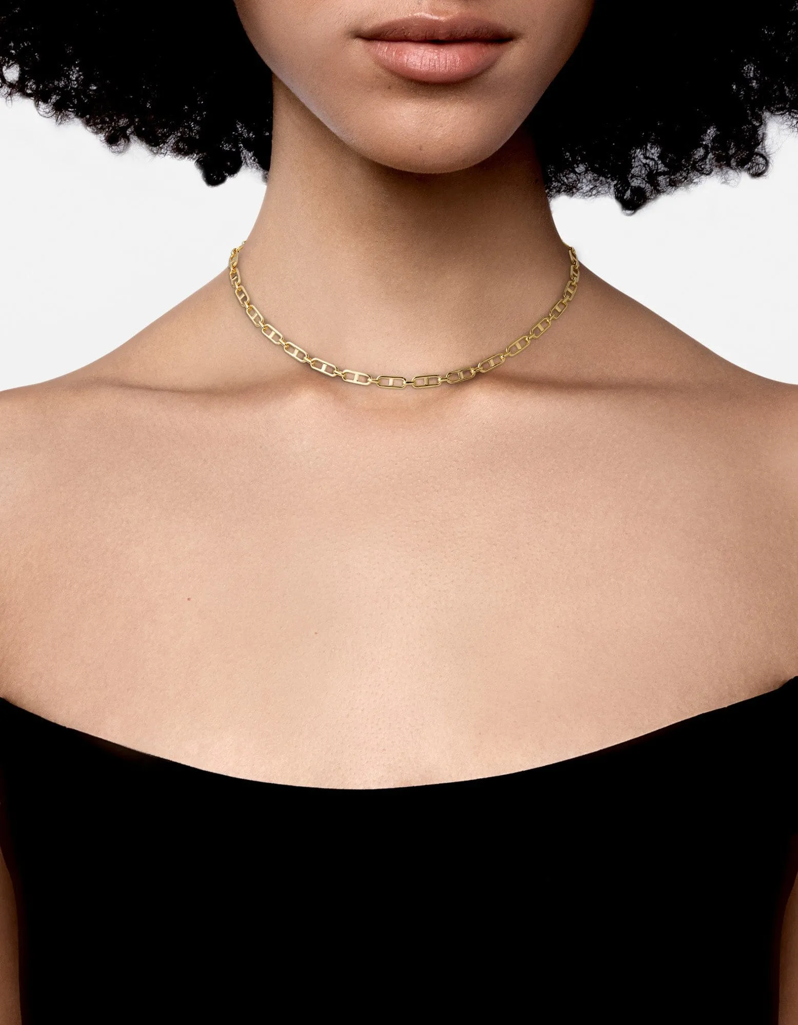 Marinero Chain Link Choker, Gold Vermeil