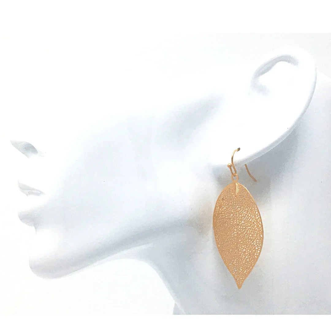 Matte Gold Leaf Earrings