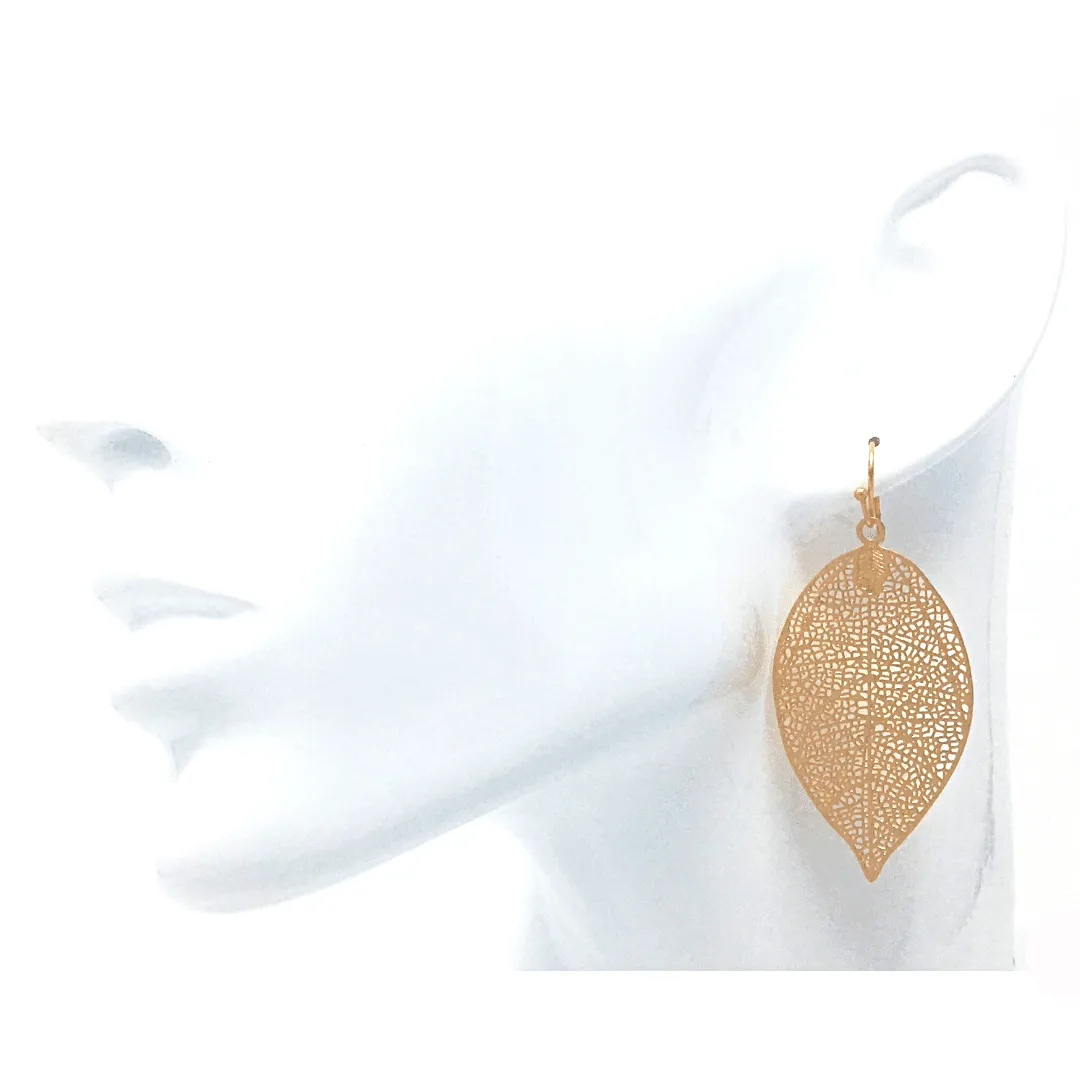 Matte Gold Leaf Earrings