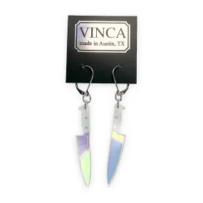 Midi 2" Knife Dangle Earrings - Iridescent