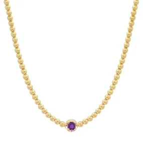 Mini Bezel Tennis Necklace with Illusion Set Amethyst Accent