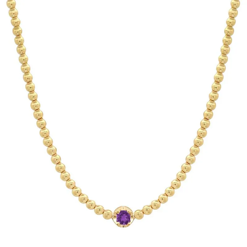 Mini Bezel Tennis Necklace with Illusion Set Amethyst Accent