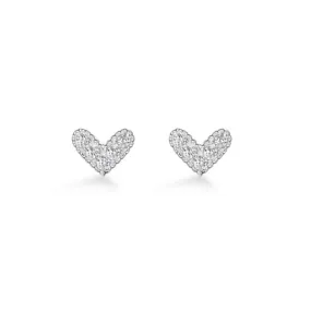 Mini Zircon Heart Silver Studs Earrings for Women