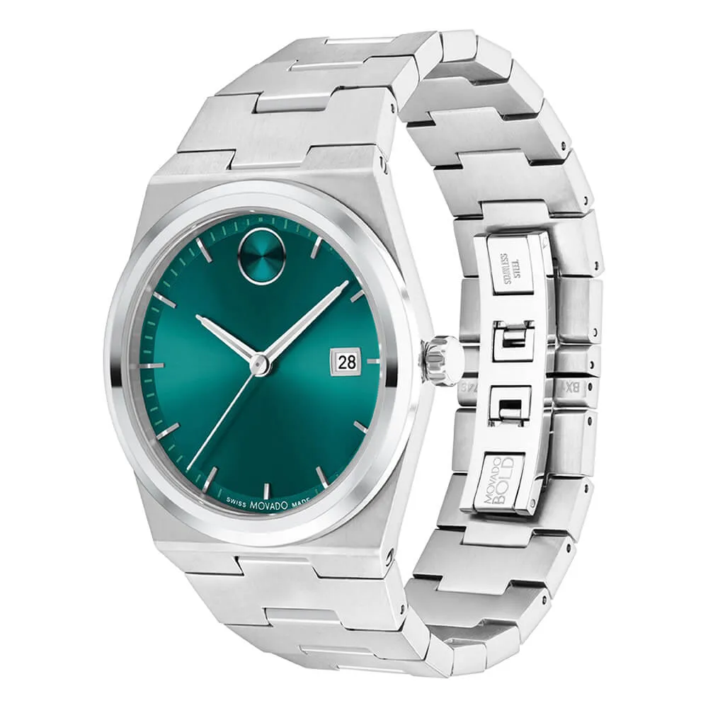 Movado BOLD Quest Green Dial Steel Bracelet Men's Watch 3601222