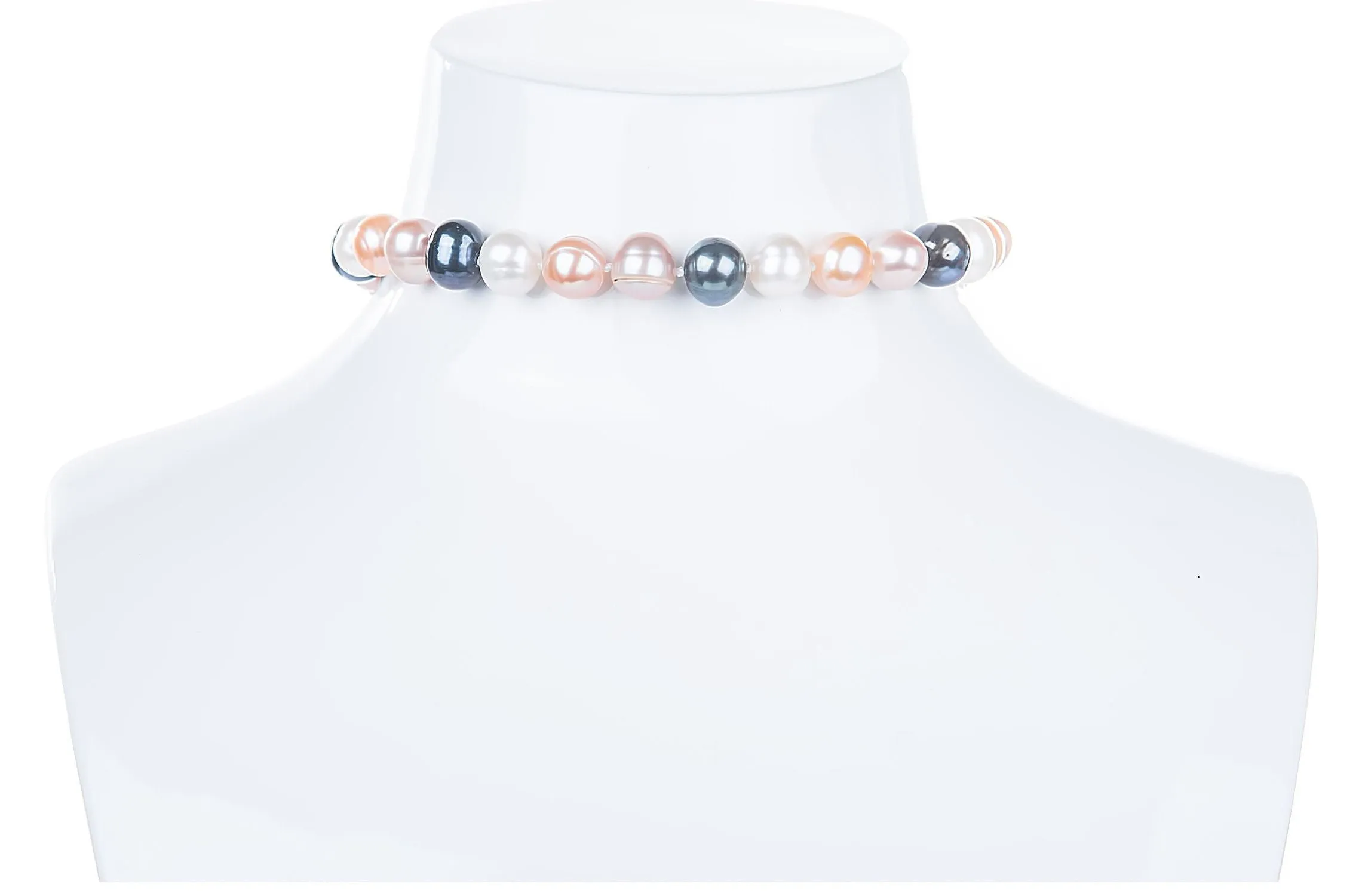 Multi-Color Off-Round Culutred Freshwater Pearl Choker 9-10mm