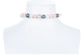 Multi-Color Off-Round Culutred Freshwater Pearl Choker 9-10mm