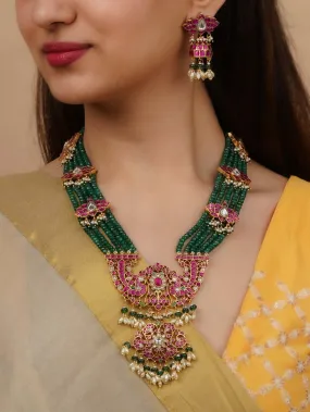 Multicolor Gold Plated Jadau Kundan Necklace Set - MS2166M