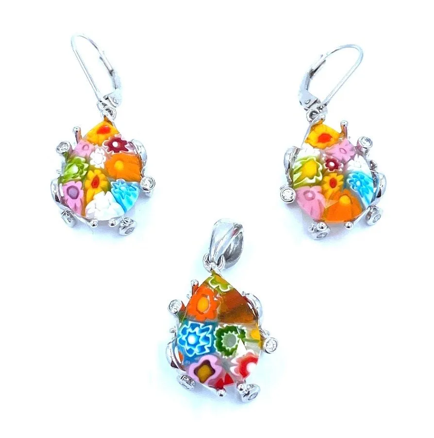 Murano Glass Earring & Pendant Set