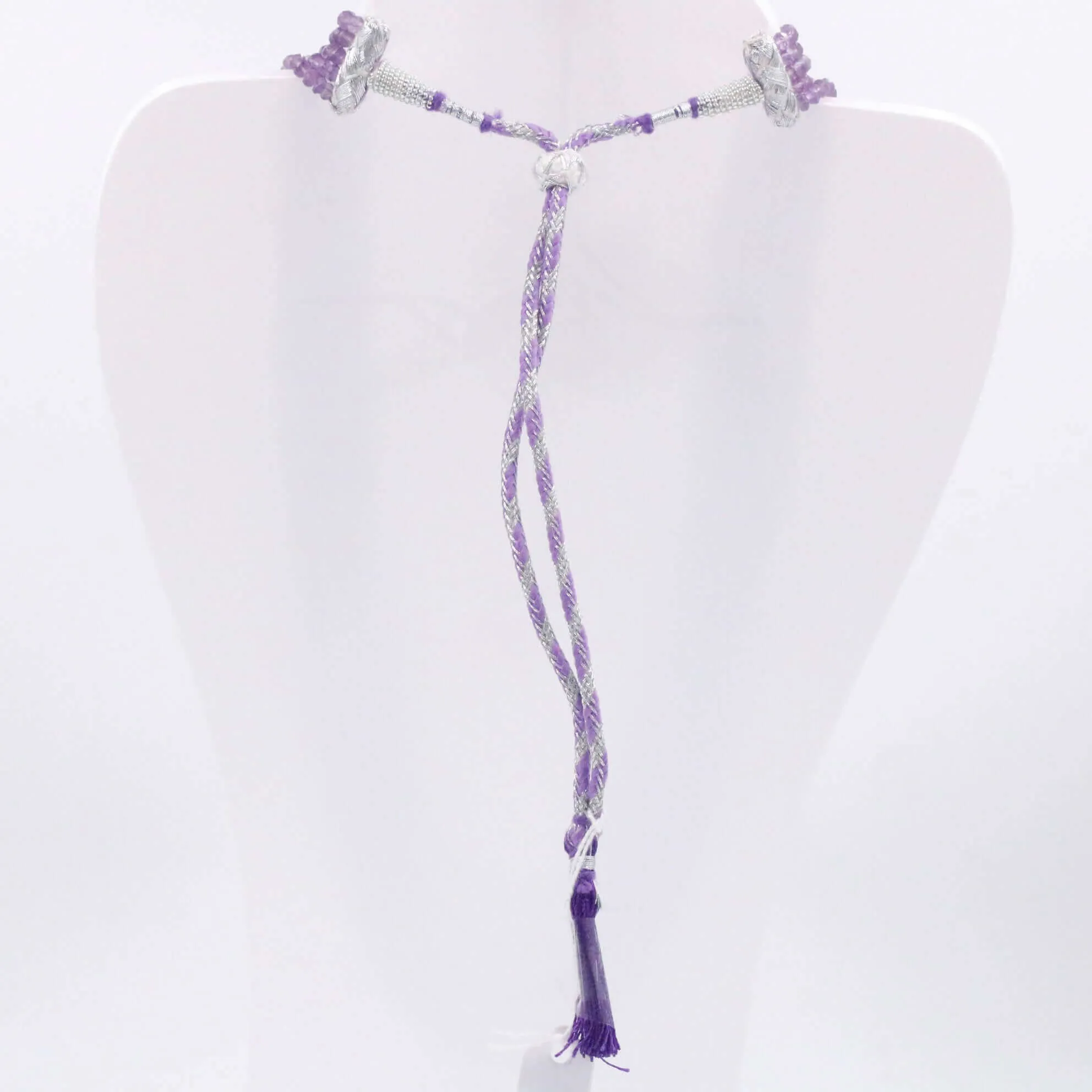 Natural Amethyst Necklace Beaded Amethyst Necklace Gemstone Necklace Quartz Sarafa Indian Necklace Long Necklace Layered Necklace SKU 6143243