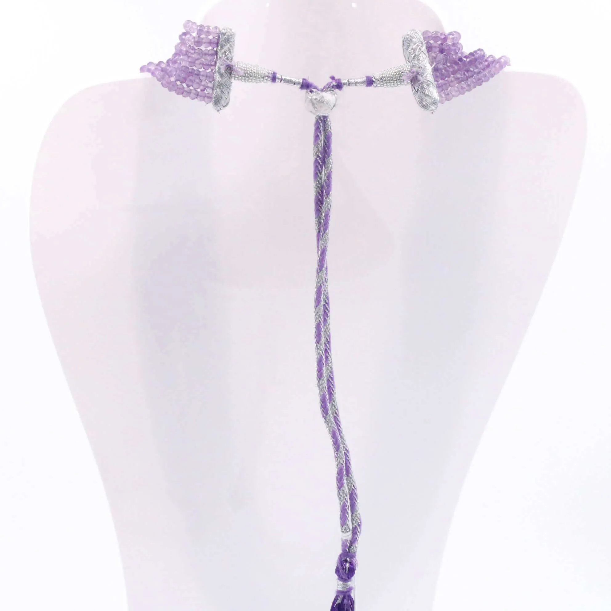 Natural Amethyst Necklace Beaded Amethyst Necklace Gemstone Necklace Quartz Sarafa Indian Necklace Long Necklace Layered Necklace SKU 6143243