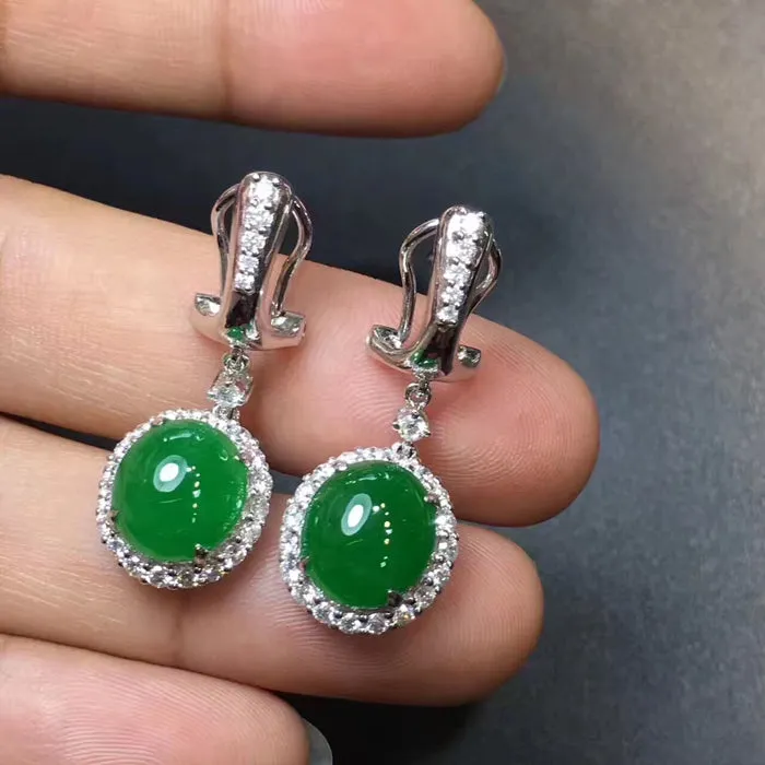 Natural Jade Earrings Jadeite Earrings NEG22