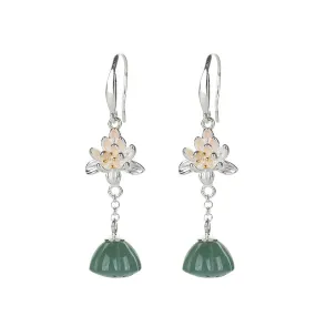 Natural Jade Earrings Jadeite Silver Earrings ZNE266