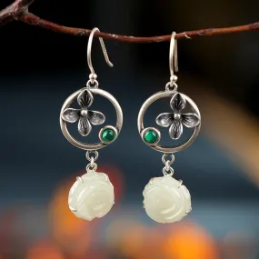 Natural Jade Earrings Nephrite Agate Silver Earrings ZNE187