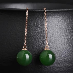 Natural Jade Earrings Nephrite Gold Earrings ZEG526