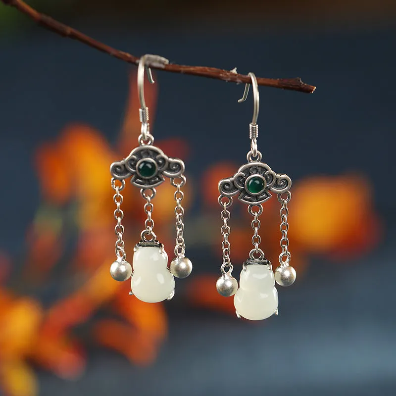 Natural Jade Earrings Nephrite Silver Earrings ZNE149