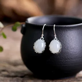 Natural Jade Earrings Nephrite Silver Earrings ZNE206